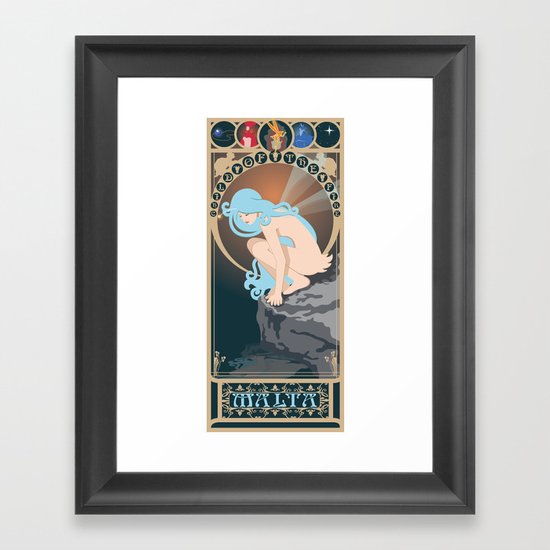 Malta Nouveau - Sea Prince and the Fire Child Framed Art Print
