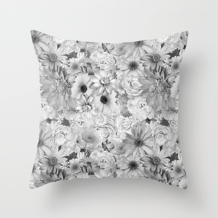 zinc titanium white floral bouquet aesthetic assemblage Throw Pillow