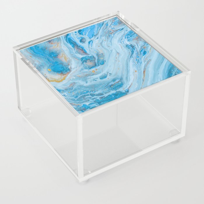 Blue Marble Watercolor  Acrylic Box