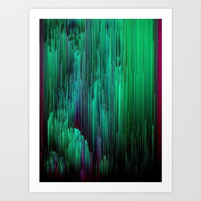 Lit From Below Abstract Glitch Pixel Art Art Print