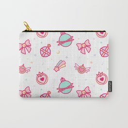 Cute Colourful Magical Girl Pattern with Hearts, Stars & Sparkles Carry-All Pouch