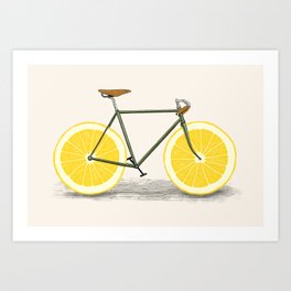 Zest Kunstdrucke | Fun, Vintage, Bicycle, Watercolor, Ink, Yellow, Concept, Summer, Digital, Pop Art 