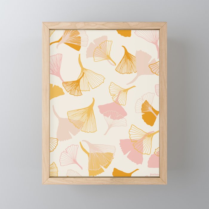 Ginko leaf pattern Framed Mini Art Print
