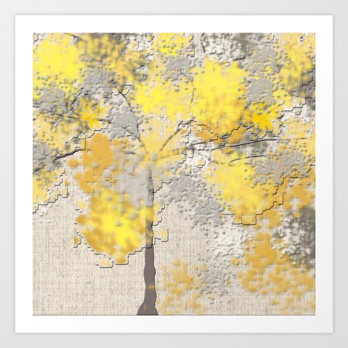 Abstract Yellow and Gray Trees Kunstdrucke