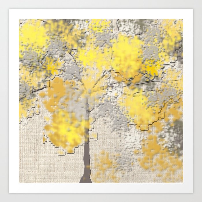 Abstract Yellow and Gray Trees Kunstdrucke Abstract Yellow and Gray Trees Kunstdrucke