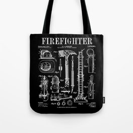 Firefighter Fire Department Fireman Vintage Patent Print Tote Bag