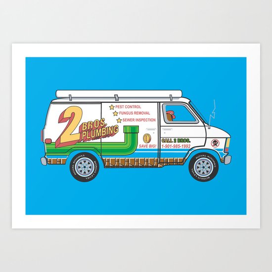 2 Bros. Plumbing Van Art Print