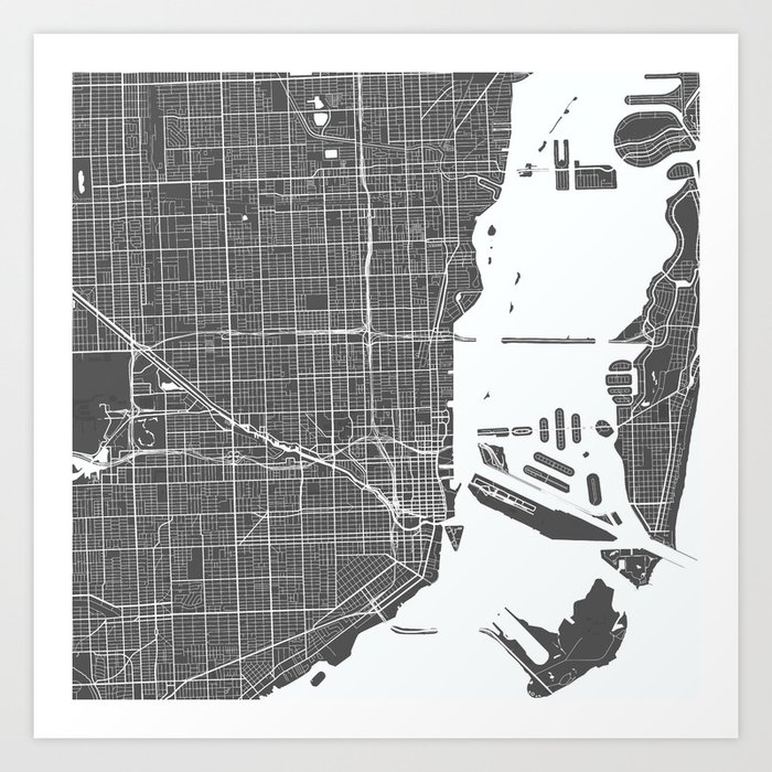Miami USA Modern Map Art Print Art Print