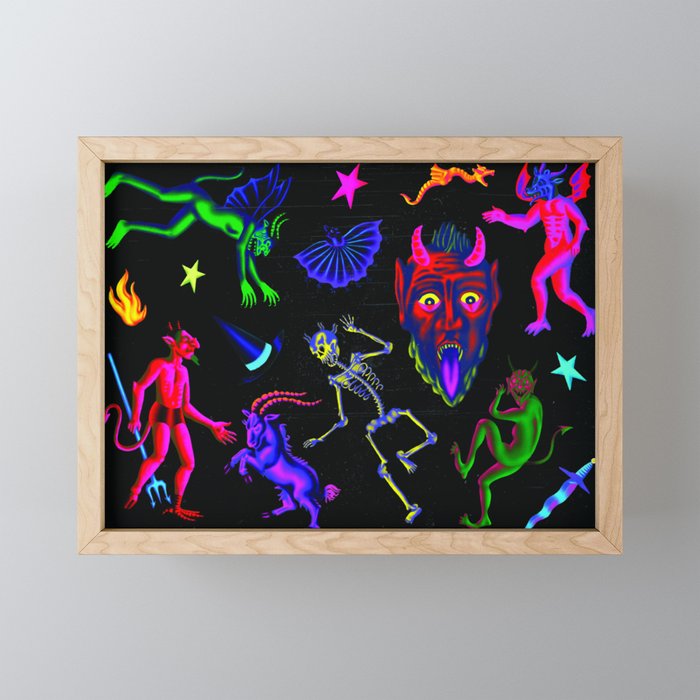 Neon Demons Framed Mini Art Print
