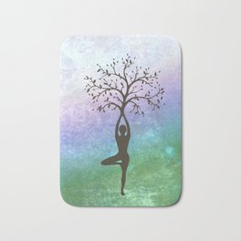 Yoga Tree Pose Bath Mat | Meditation, Treepose, Namaste, Grounded, Balancingpose, Yogaasana, Graphicdesign, Rooted, Mindfulness, Yogapose 
