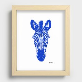 Blue Zebra Print Recessed Framed Print