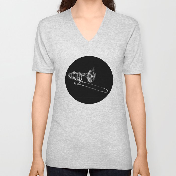 Black Trombone V Neck T Shirt