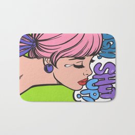 "Ugh, Shut Up!" Crying Comic Girl Bath Mat | Pop Art, Pastel, Woman, Painting, Sadgirl, Pinkhair, Vintage, People, Romance, Acrylic 