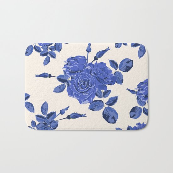 Seamless blue roses pattern Bath Mat