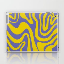 Retro Liquid Swirl Pattern in Very Peri and Yellow Laptop Skin
