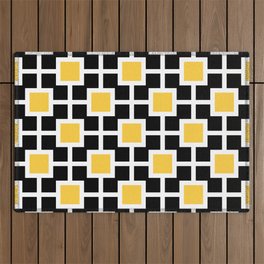 Hollywood Regency Pattern 221 Yellow and Black Outdoor Rug