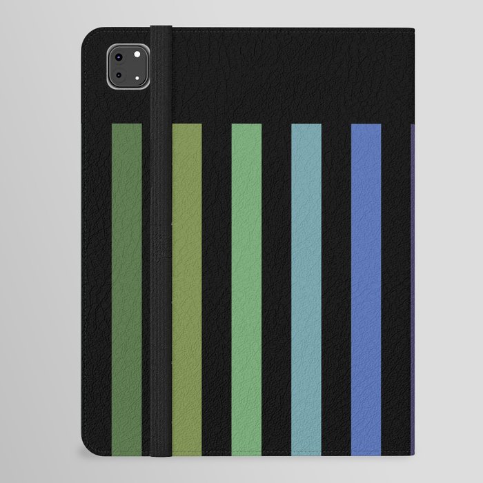 Black & Rainbow Vertical Stripes iPad Folio Case