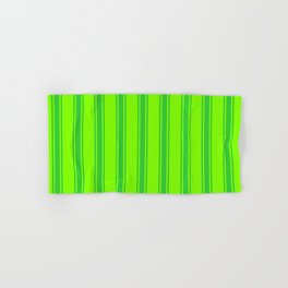 [ Thumbnail: Chartreuse & Lime Green Colored Lines/Stripes Pattern Hand & Bath Towel ]