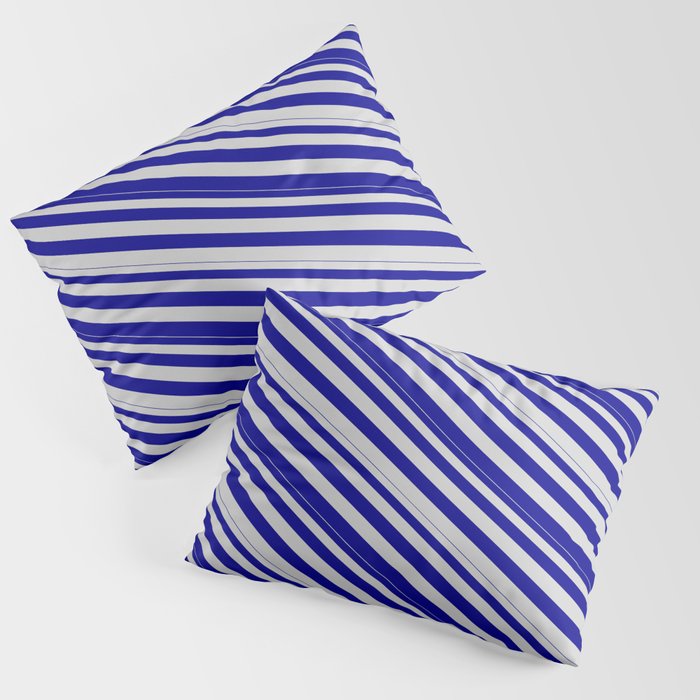 Light Grey and Dark Blue Colored Lines Pattern Pillow Sham