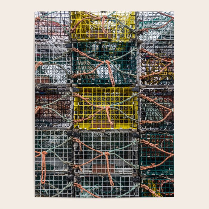 Stacked Lobster Pots Kennebunkport Maine Poster by Enzwell Artworks