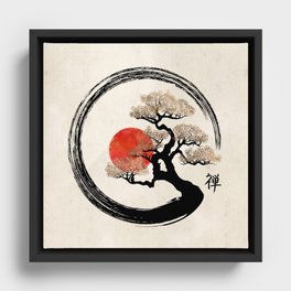 Enso Circle and Bonsai Tree on Canvas Framed Canvas
