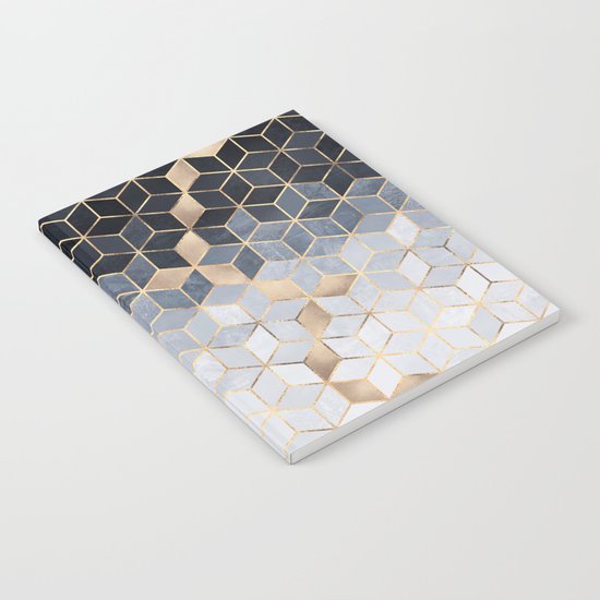 Soft Blue Gradient Cubes Notebook