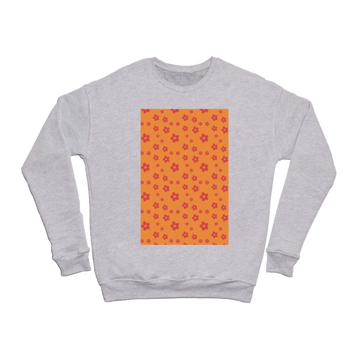 pink + orange retro daisies Crewneck Sweatshirt