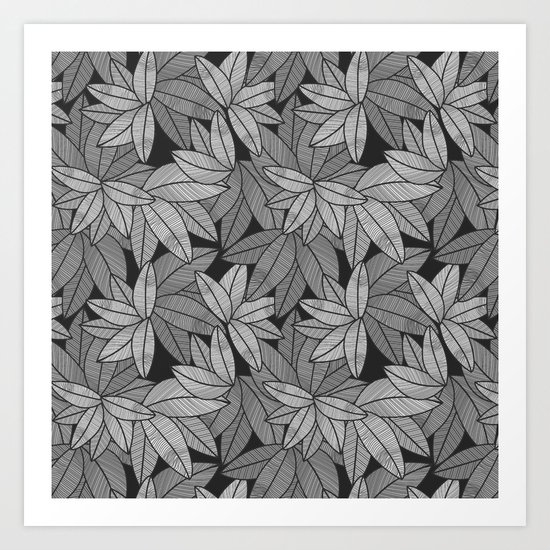 Black & White Leaves By Everett Co Art Print