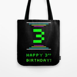 [ Thumbnail: 3rd Birthday - Nerdy Geeky Pixelated 8-Bit Computing Graphics Inspired Look Tote Bag ]