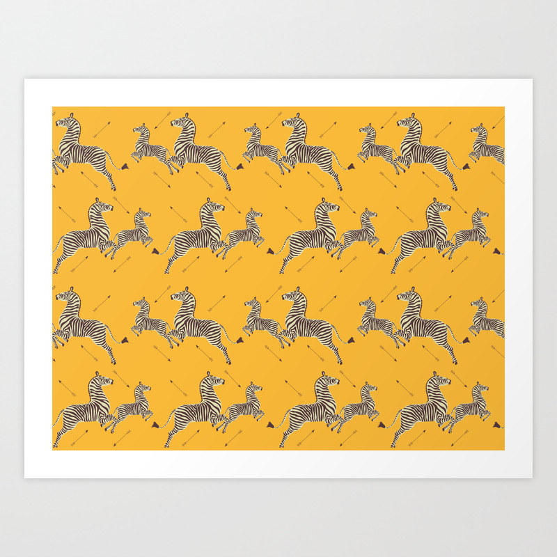 Royal Tenenbaums Zebra Wallpaper Mustard Yellow Art Print By Sydneykoffler Society6