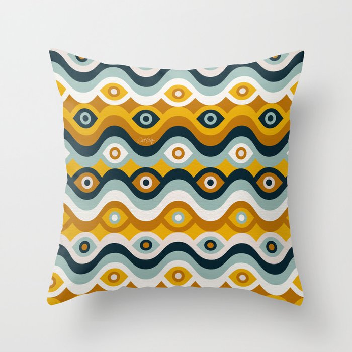 Psychedelic Eye Melt – Yellow & Teal Throw Pillow