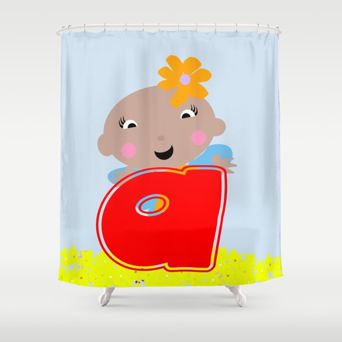 Ananda The Fairy Baby - Monogram Shower Curtain