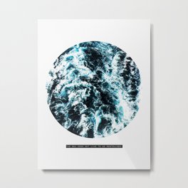 Free Like The Sea, digital collage, ocean waves, seascape, geometric nature, minimalist print, quote Metal Print