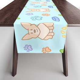 Cute Corgi Pattern (Light Teal Background) Table Runner