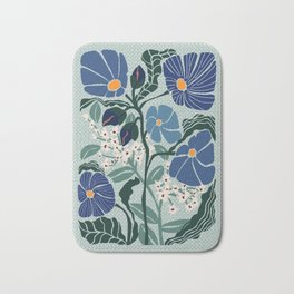 Klimt flowers light blue Bath Mat