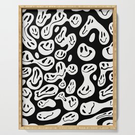 Black and White Dripping Smiley Serving Tray