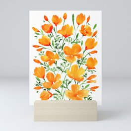 Watercolor California poppies Mini Art Print