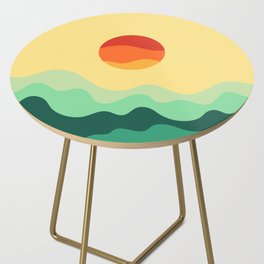 Gentle Rising Sun Over Ocean Waves Minimalist Abstract Nature Art In Warm Natural African Color Palette Side Table