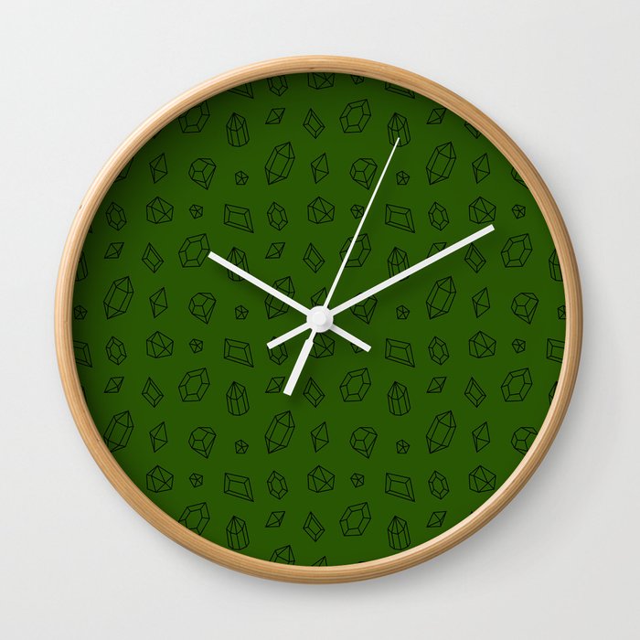 Green and Black Gems Pattern Wall Clock