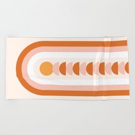 Abstraction Shapes 121 in Vintage Orange and Blush Coral (Sun and Rainbow Abstract)  Beach Towel