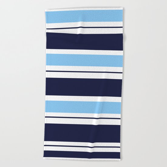 Blue Navy and Turquoise Stripes Beach Towel