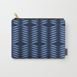 Indigo blue geometric hand drawn tie dye shibori pattern. Carry-All Pouch
