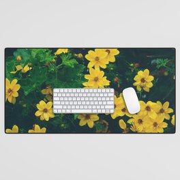 Pattern of tickseeds, comely coreopsis, daisy-like yellow flowers Desk Mat