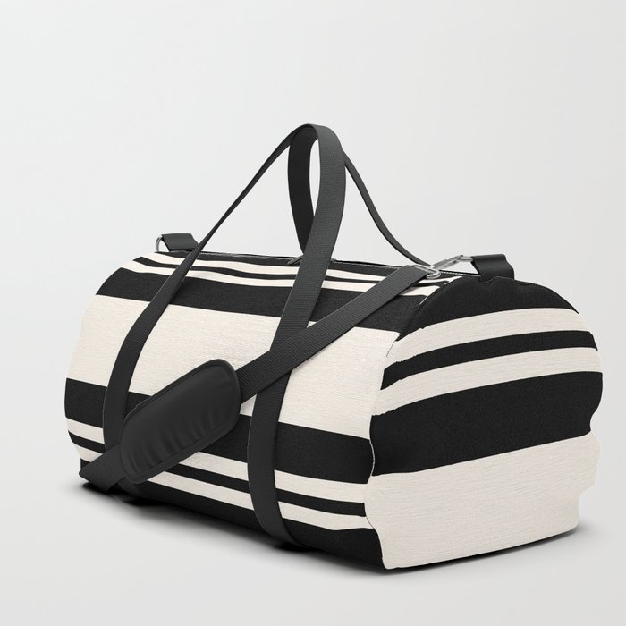 Black and white retro 60s minimalistic stripes Duffle Bag