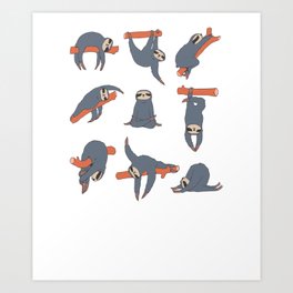 Sloth Yoga Poses T-Shirt Gift I Funny Fitness Tee Art Print | Slothlover, Birthdaygift, Gift, Cute, Sloth, Funny, Fitness, Girl, Kawaii, Workout 
