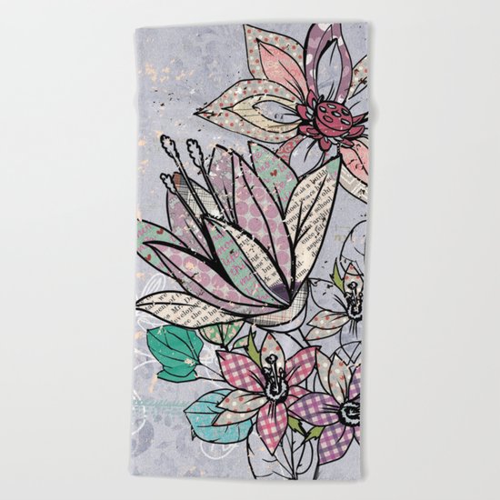 Paper Flowers #3 Beach Towel
