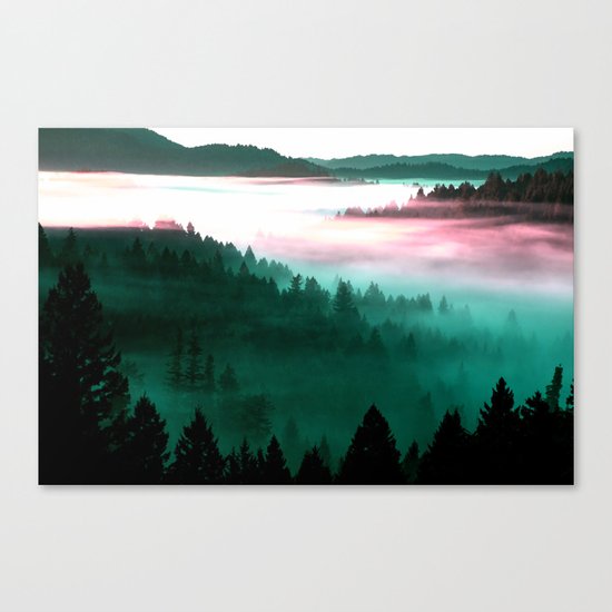 Misty Mountains Morning : Magenta Mauve Teal Canvas Print