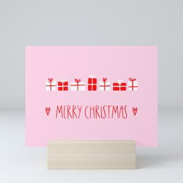 Merry Christmas / simple pink card Mini Art Print