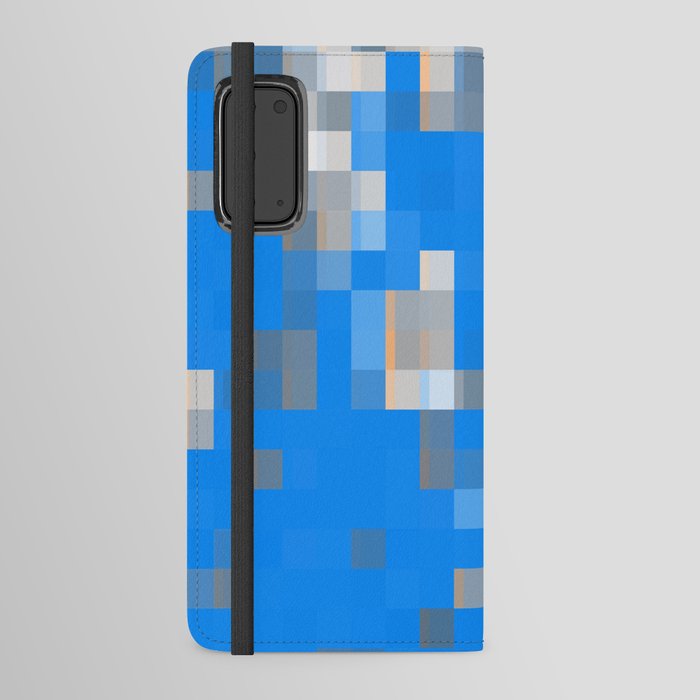 geometric pixel square pattern abstract background in blue Android Wallet Case