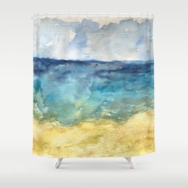Lake Michigan Beach Watercolor Shower Curtain